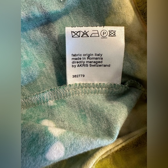 AKRIS Flower Field VNeck Blouse Shirt Top Colorful Floral Stripe Tee 3/4 Sleeve - Picture 9 of 11